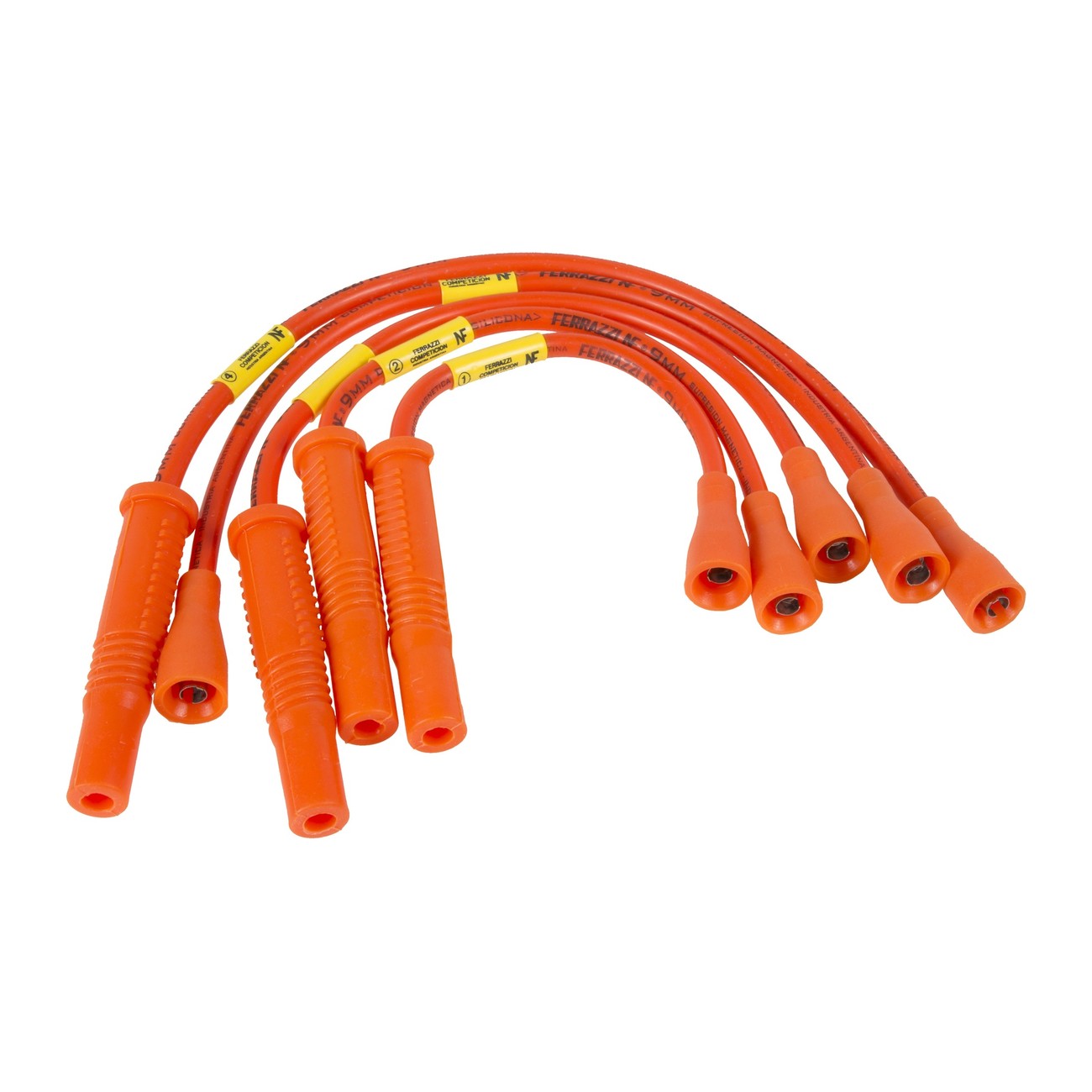 Juego Cables Bujia Ferrazzi Competicion 9mm Fiat 128 1.1 Brio 1.1 Duna 1.3 Europa 1.1 Regatta 1.5 Super Europa 1.3 Uno 1.3 Naranja
