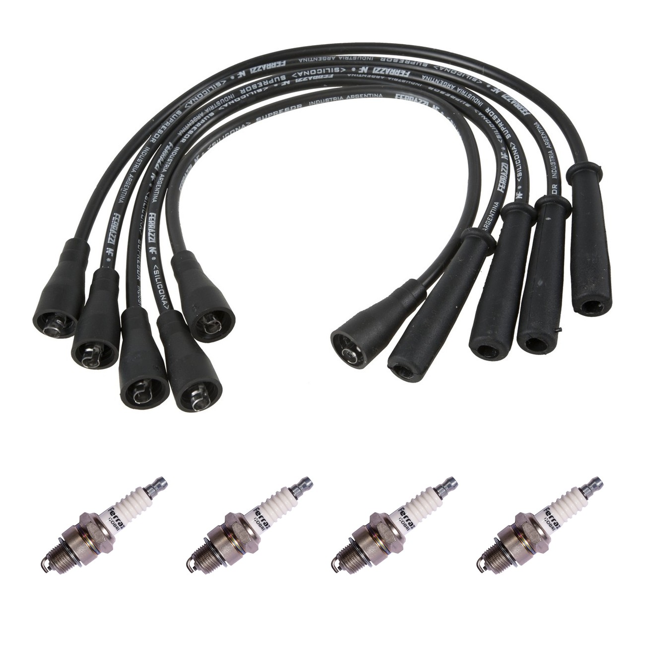 Kit Cables Y Bujias Ferrazzi Basic Fiat 800 0.8 600 0.6 Negro