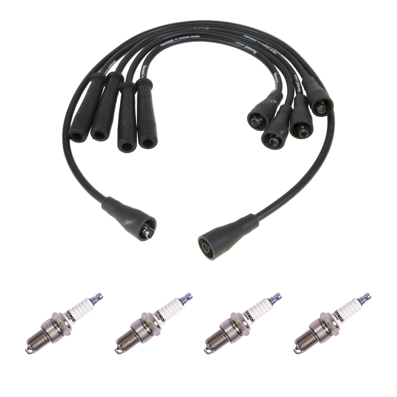 Kit Cables Y Bujias Ferrazzi Basic Fiat 147 Vivace / Spazio 1.1 Fiorino 1.3 Negro