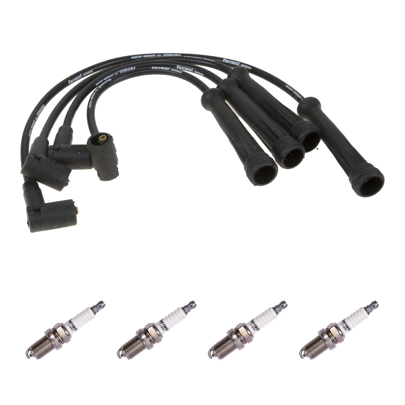 Kit Cables Y Bujias Ferrazzi Basic Renault Logan 1.6 8v Megane 1.6 8v Sandero 1.6 8v Negro