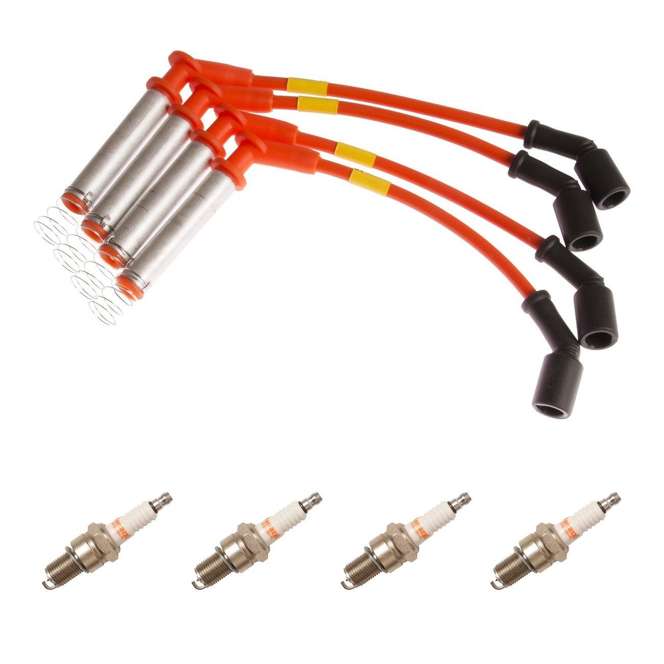 Kit Cables Y Bujias Ferrazzi Competicion Iridio Chevrolet Onix 1.4 8v Prisma 2 1.4 8v Naranja