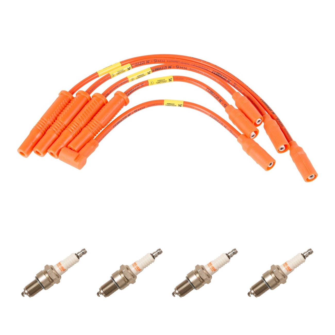 Kit Cables Y Bujias Ferrazzi Competicion Iridio Ford Galaxy 1.8 Naranja