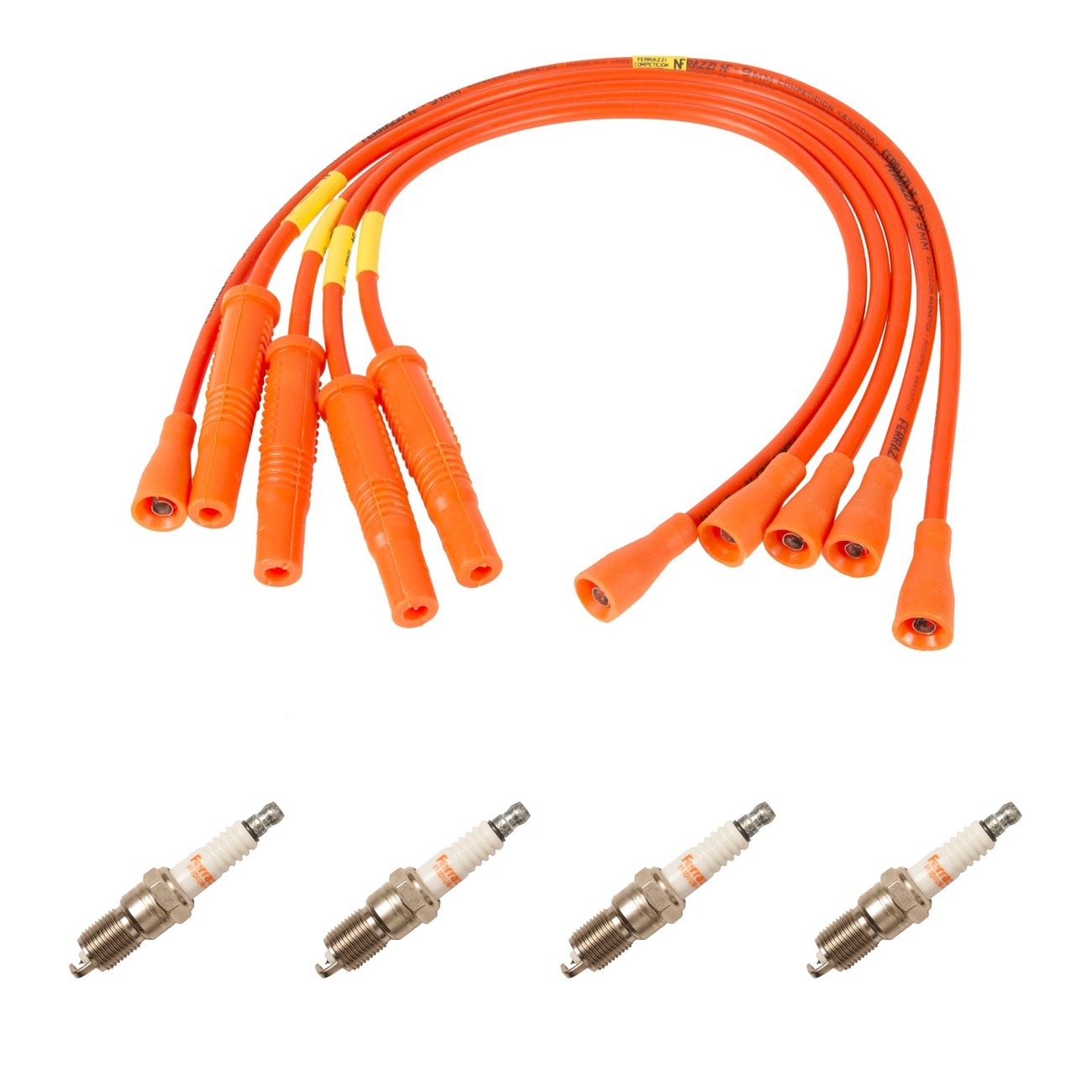 Kit Cables Y Bujias Ferrazzi Competicion Iridio Ford Taunus 2.0 Naranja