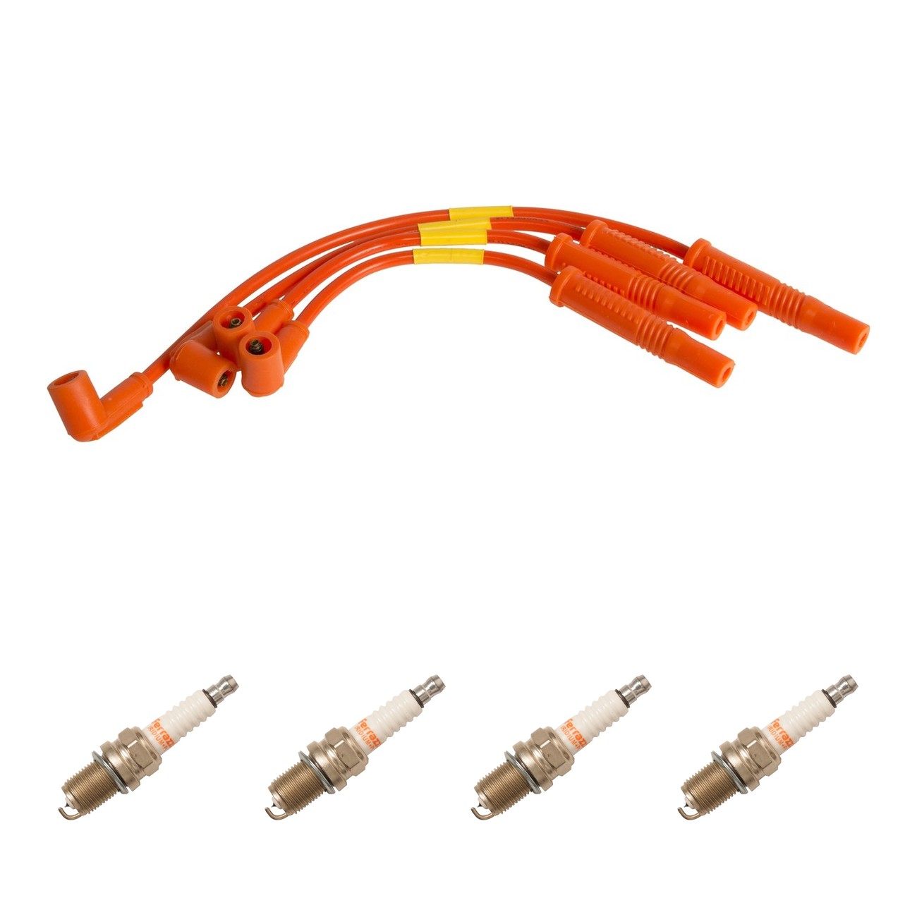 Kit Cables Y Bujias Ferrazzi Competicion Iridio Renault Logan 1.6 8v Megane 1.6 8v Sandero 1.6 8v Naranja