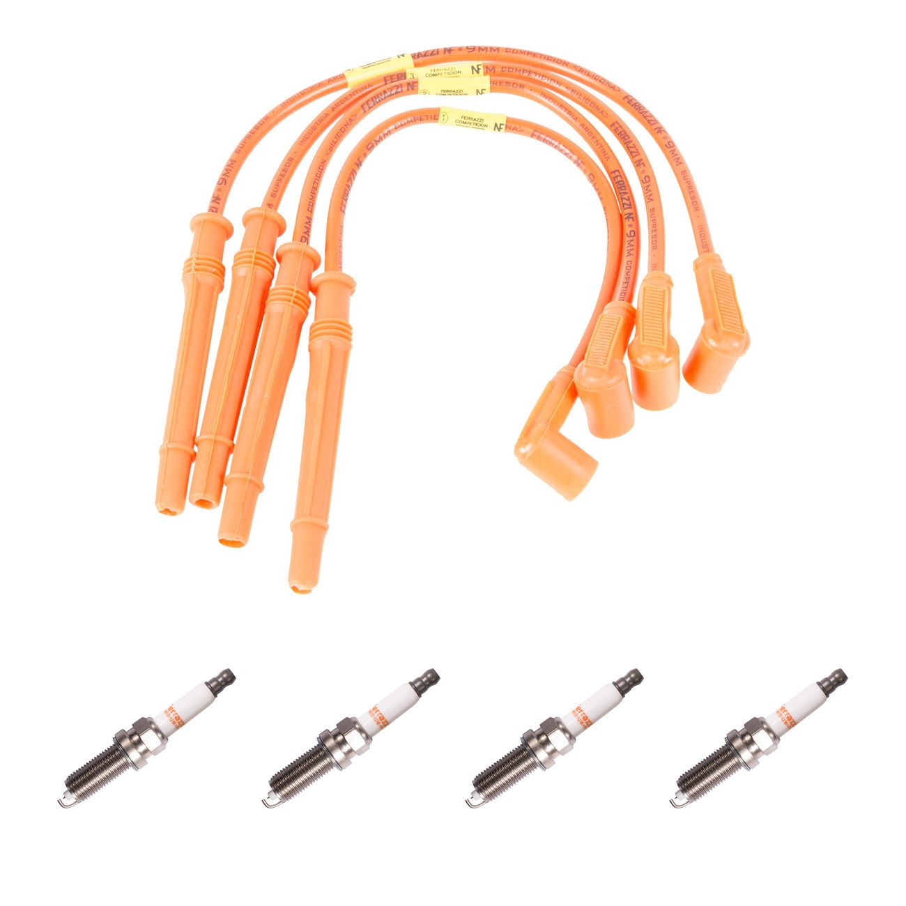 Kit Cables Y Bujias Ferrazzi Competicion Iridio Renault Clio 2 1.2 16v Clio Mío 1.2 16v Naranja