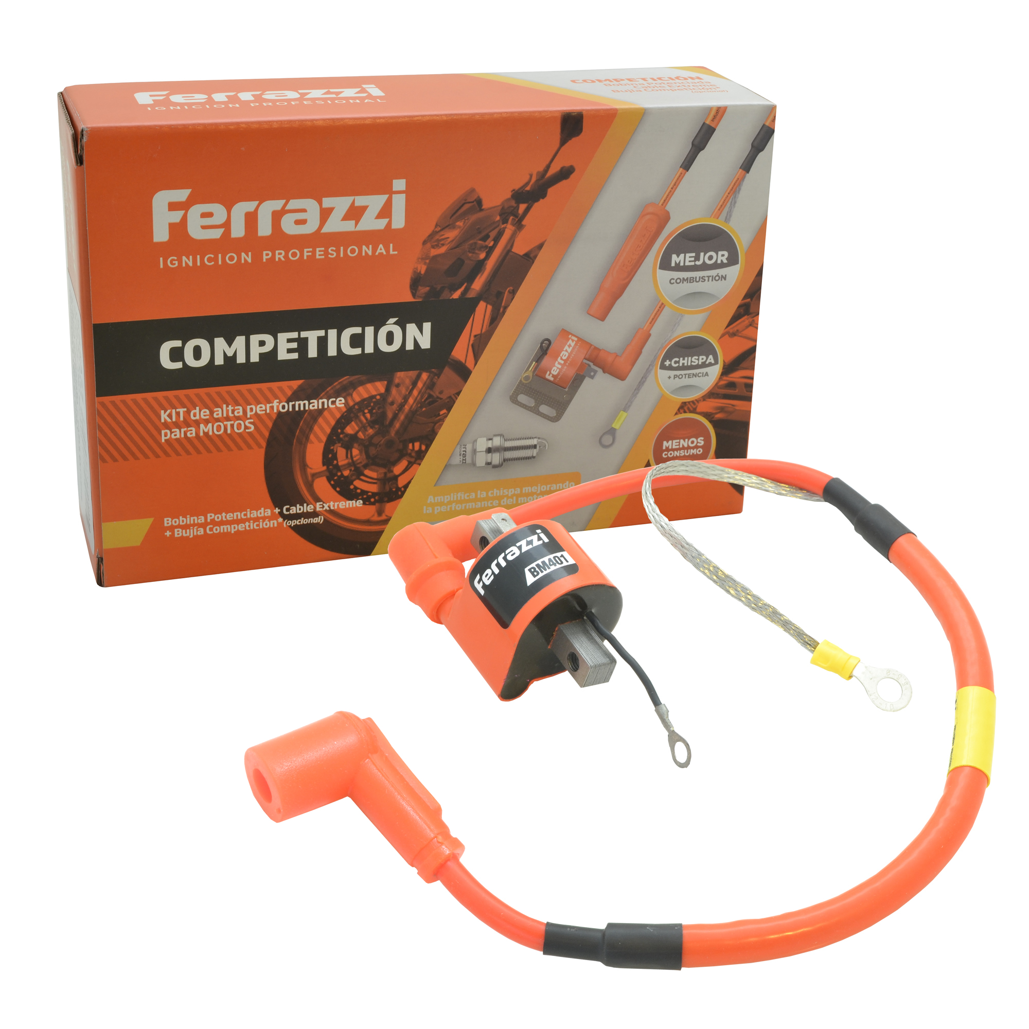 Kit Bobina Y Cable Competicion Moto Rouser 180 Grados 