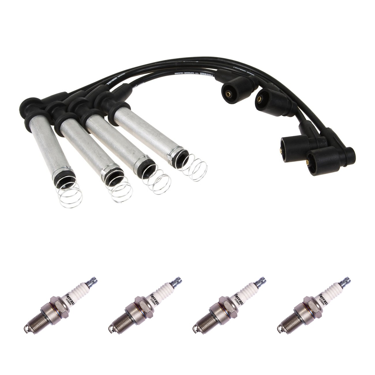 Kit Cables Y Bujias Ferrazzi Superior Chevrolet Agile 1.4 8v Astra 1.6 8v Celta 1.4 8v Classic 1.4 8v Cobalt 1.4 8v 1.8 8v Corsa 1.4 8v Corsa Classic 1.4 8v 1.6 8v Corsa 2 1.8 8v Meriva 1.8 8v Negro