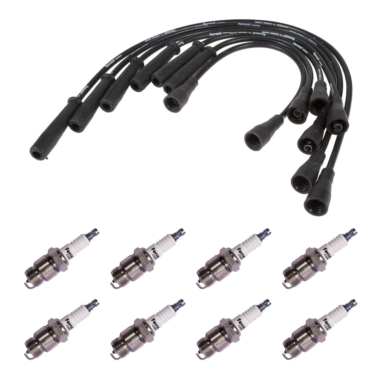 Kit Cables Y Bujias Ferrazzi Superior Ford F-100 3.6 Fairlane 3.6 Falcon 3.0 Negro