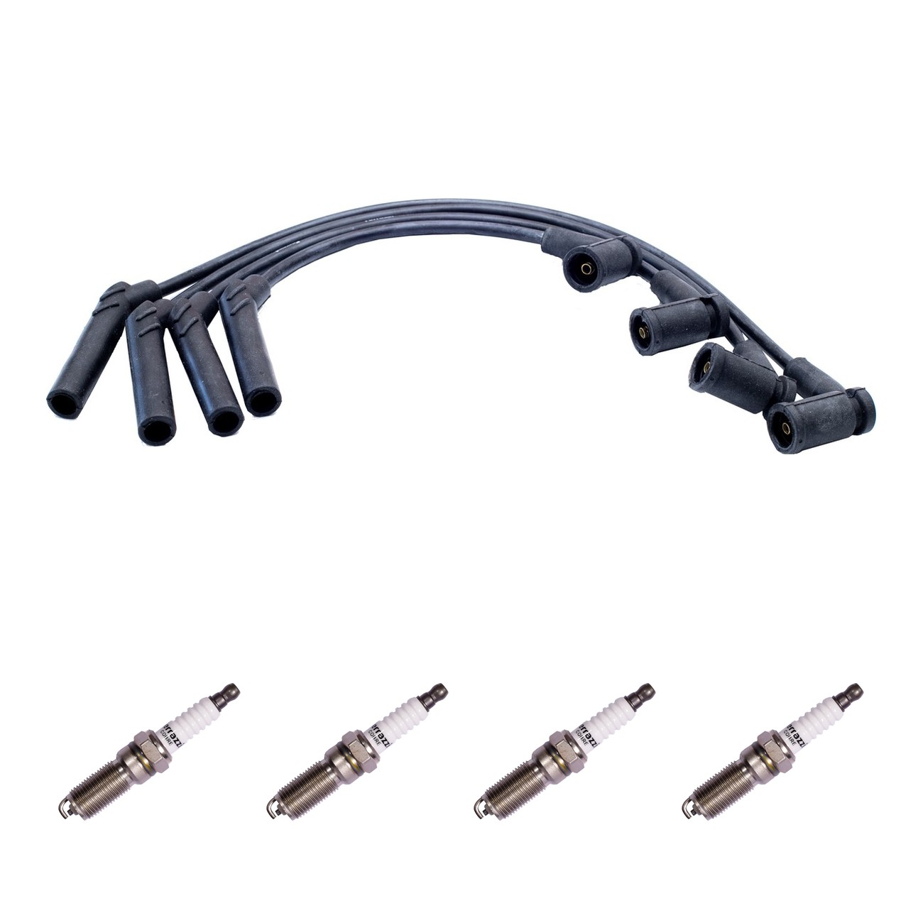 Kit Cables Y Bujias Ferrazzi Superior Ford Courier 1.6 8v Ecosport 1.6 8v Escort 1.6 8v Fiesta 1.6 8v Focus 1.6 8v Ka 1.0 Negro