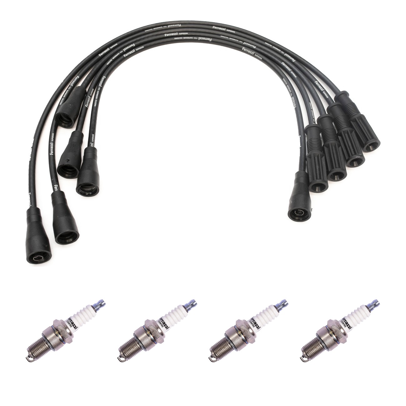Kit Cables Y Bujias Ferrazzi Superior Fiat Regatta 1.6 Negro