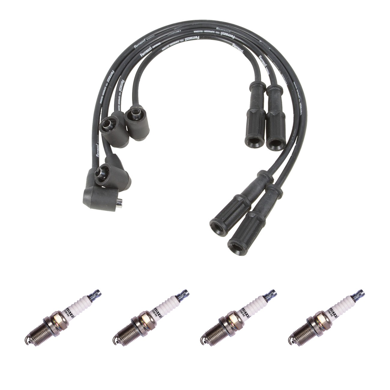 Kit Cables Y Bujias Ferrazzi Superior Fiat Fiorino 1.3 8v Uno 1.3 8v Negro