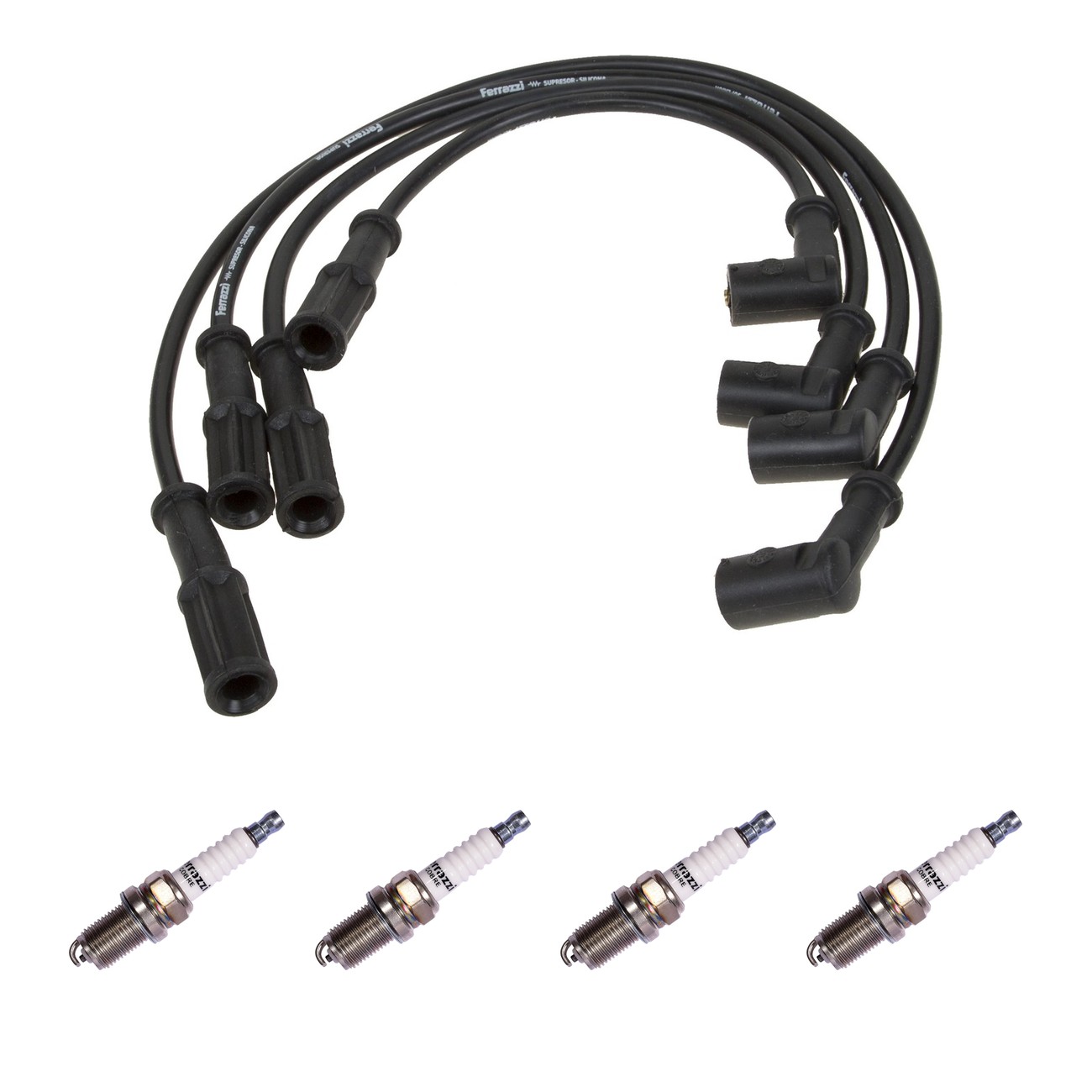 Kit Cables Y Bujias Ferrazzi Superior Fiat Fiorino 1.3 8v Idea 1.4 8v Palio 1.4 8v Punto 1.4 8v Siena 1.4 8v Strada 1.4 8v Uno 1.3 8v Negro