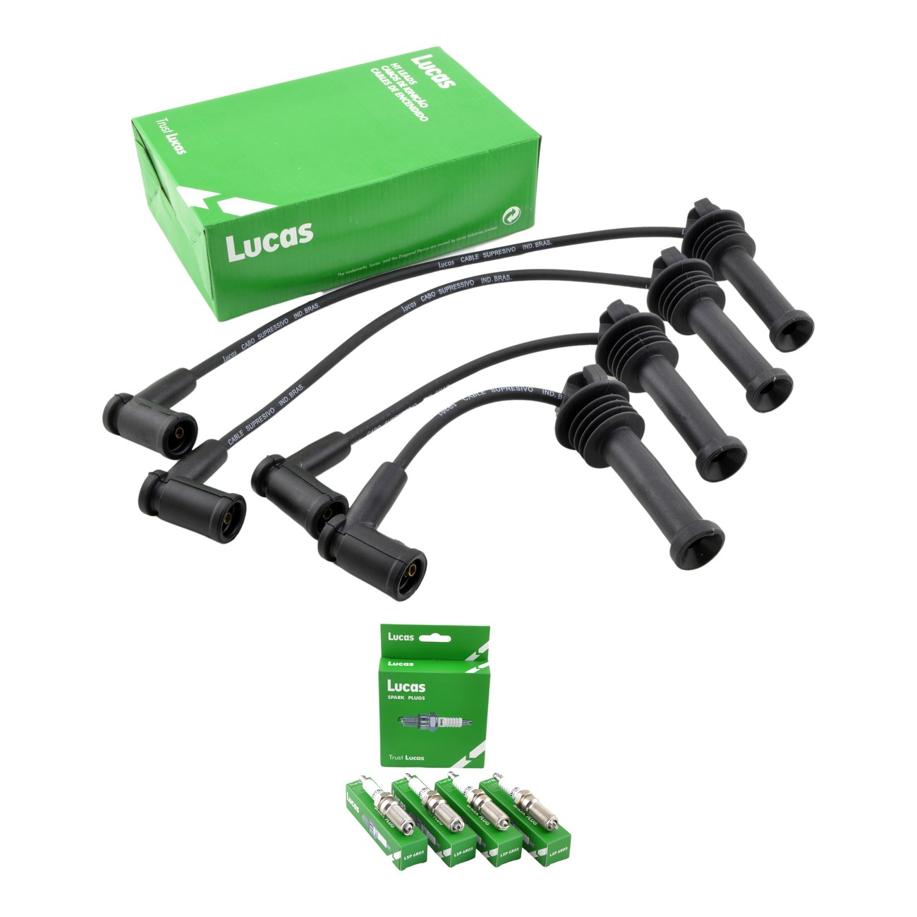 Kit Cables Y Bujias Lucas Silicona Ford Ecosport 1.5 16v 1.6 16v Fiesta 1.6 16v Focus 2 1.6 16v Focus 3 2.0 16v Ka 1.5 16v