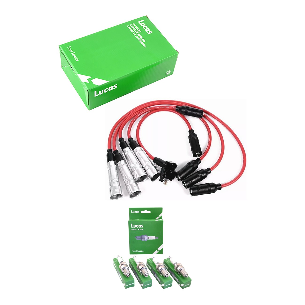 Kit Cables Y Bujias Lucas Silicona Volkswagen Gol 1.6 Saveiro 1.6