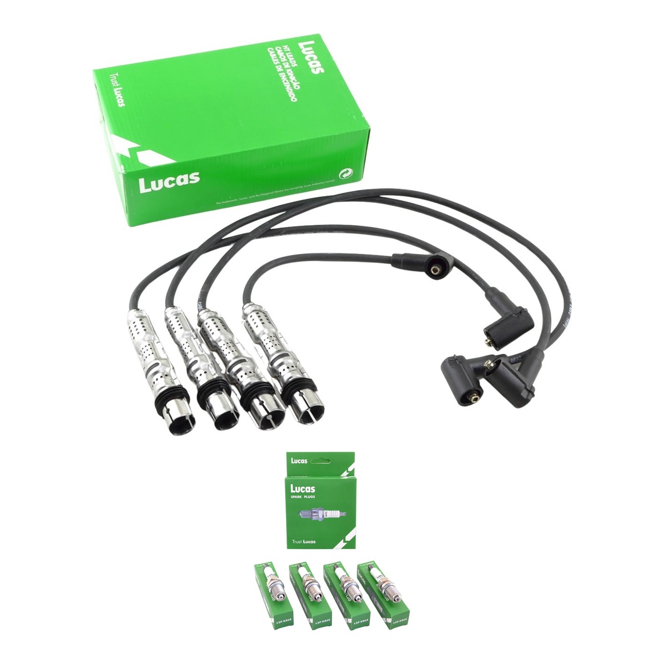 Kit Cables Y Bujias Lucas Silicona Seat Alhambra 2.0 Cordoba 1.6 8v Ibiza 1.6 8v Leon 1.6 8v Toledo 1.6 8v