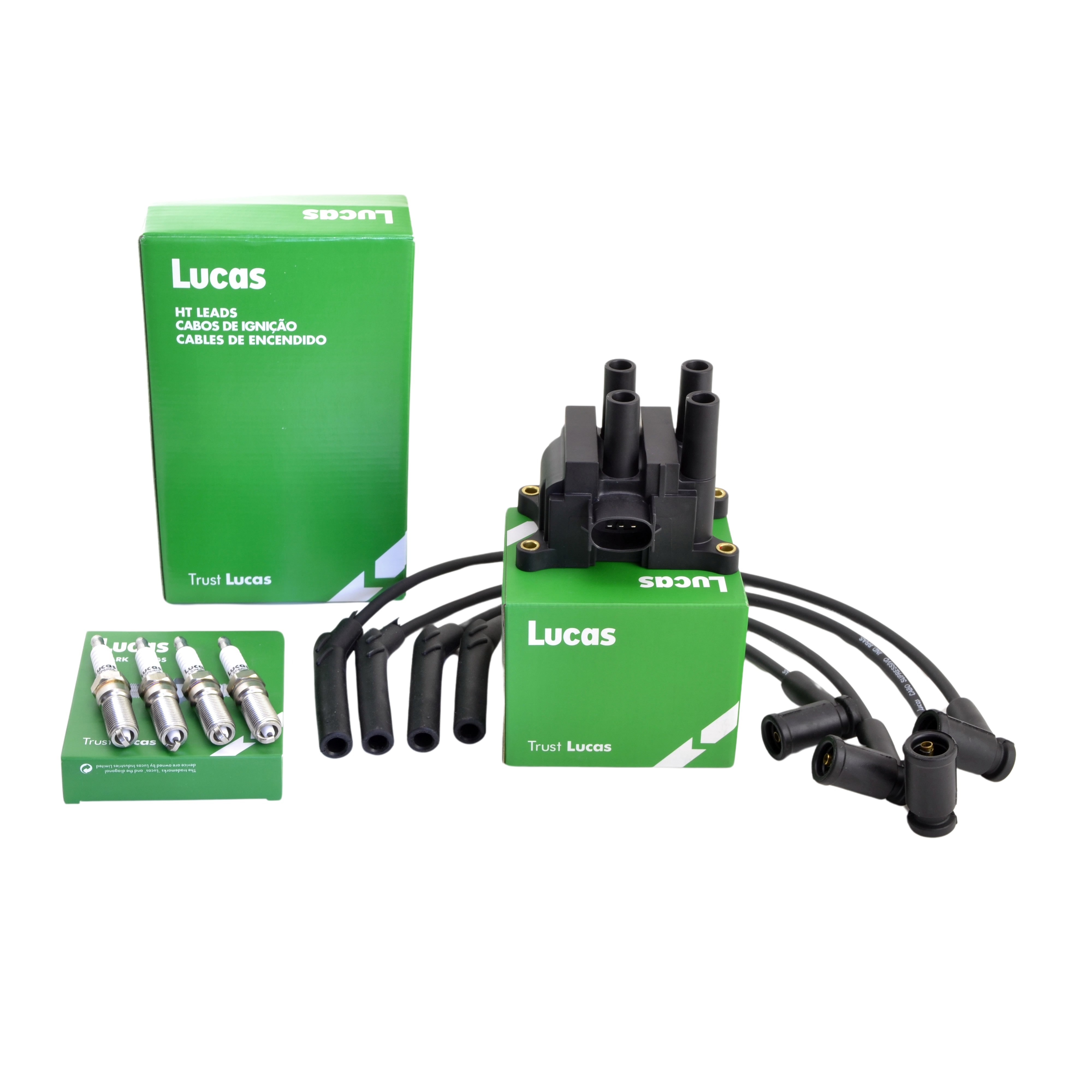 Kit Bobina Cables Y Bujias Lucas Ford Ecosport 1.6 8v Fiesta 1.6 8v Focus 1.6 8v Ka 1.0