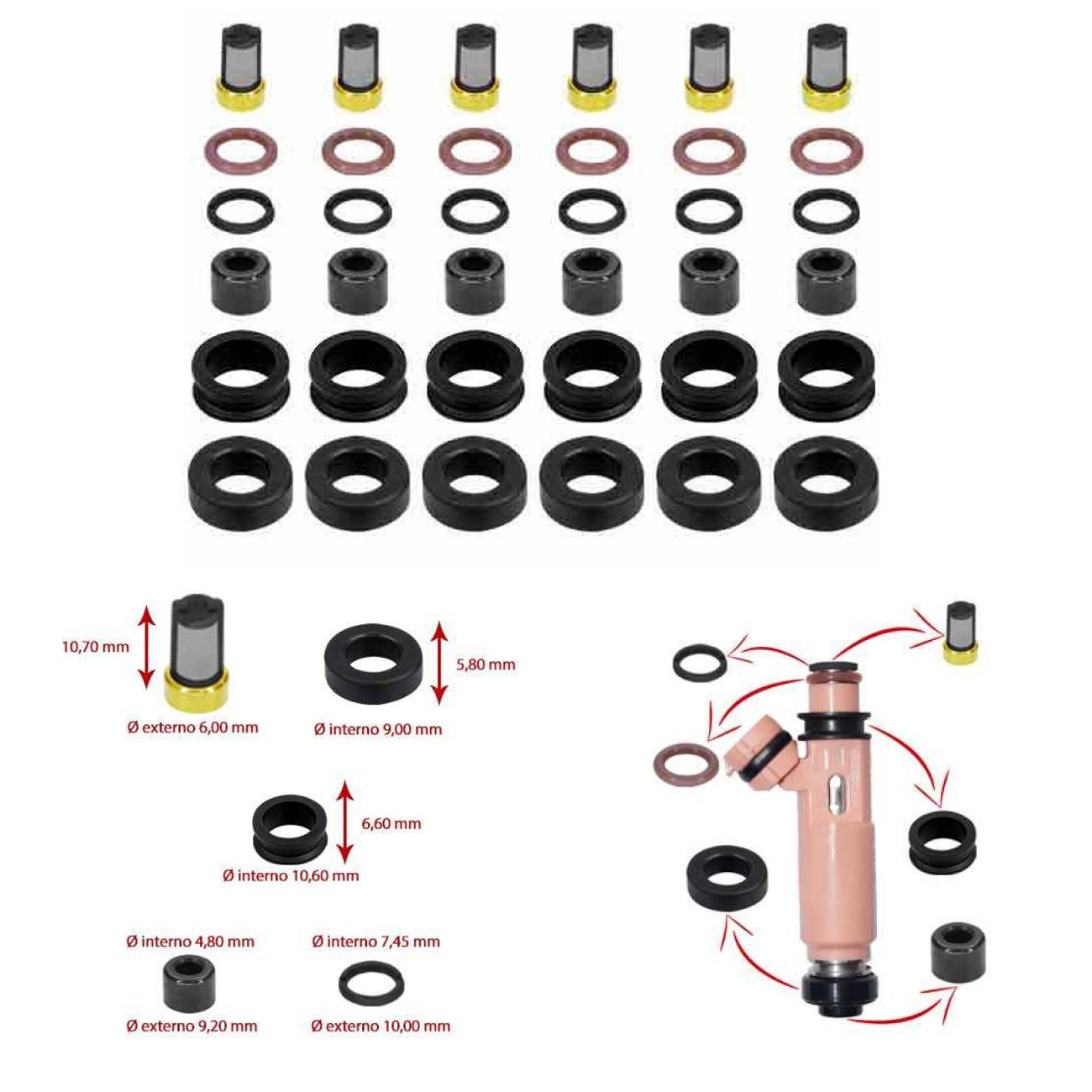 Kit Oring Filtros Inyectores Toyota Camry 3.0 V6 24v