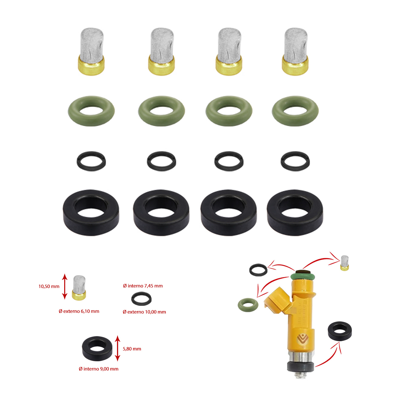 Kit Oring Filtros Inyector Toyota Etios 1.5 16v