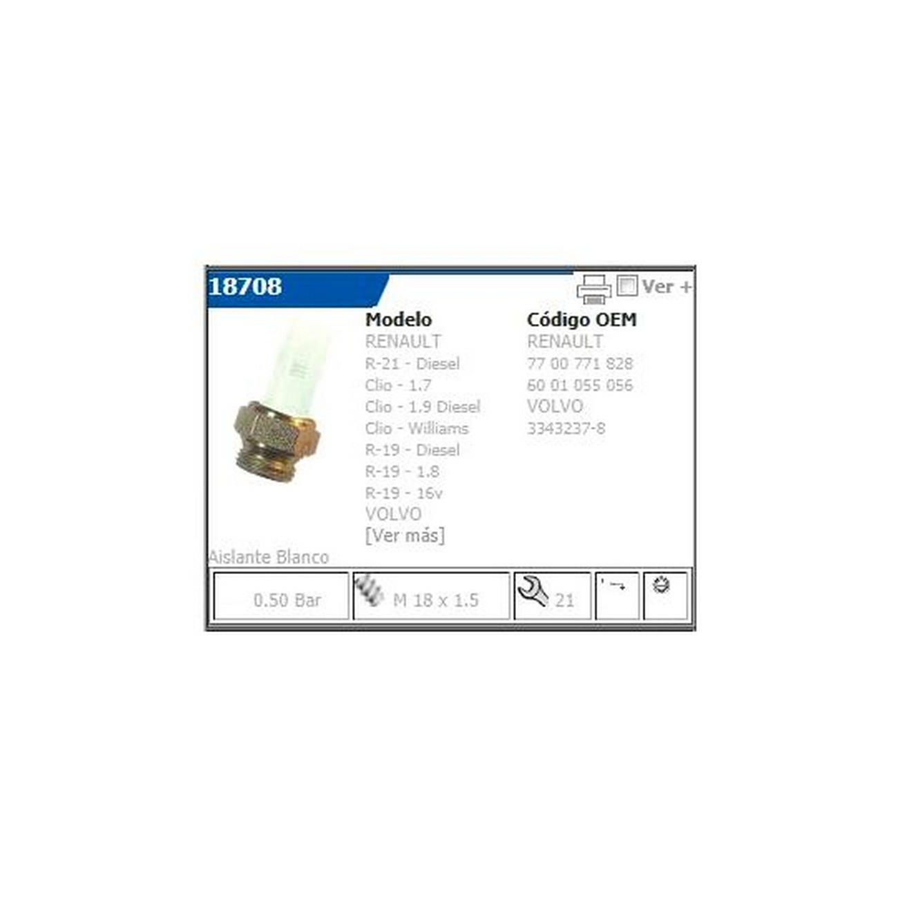 Bulbo Sensor Presion Aceite Renault 9 11 Clio