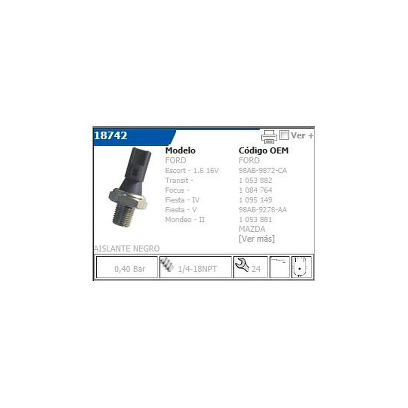 Bulbo Sensor Presion Aceite Ford Focus 2.0 16v