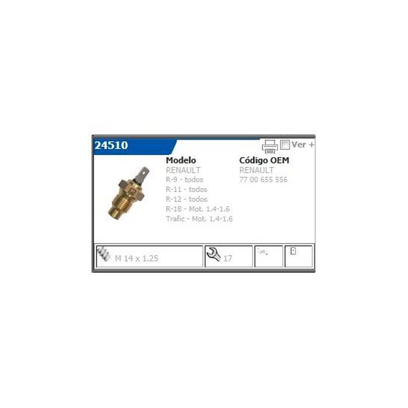 Bulbo Sensor Temperatura Agua Renault 9 11 12 18 1.4 1.6