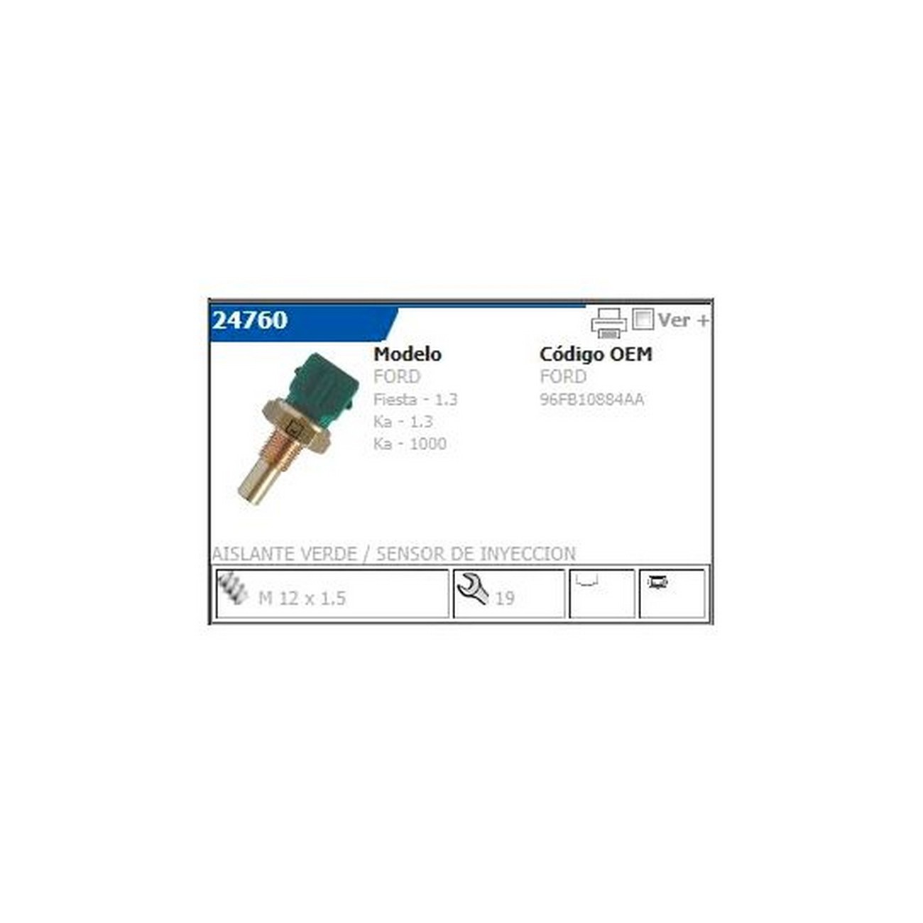 Bulbo Sensor Temperatura Agua Ford Fiesta 1.0 1.3