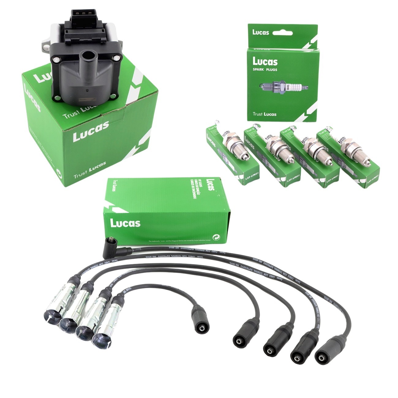 Kit Bobina Mas Cables Y Bujias Vw Gol Polo 1.6 Mi