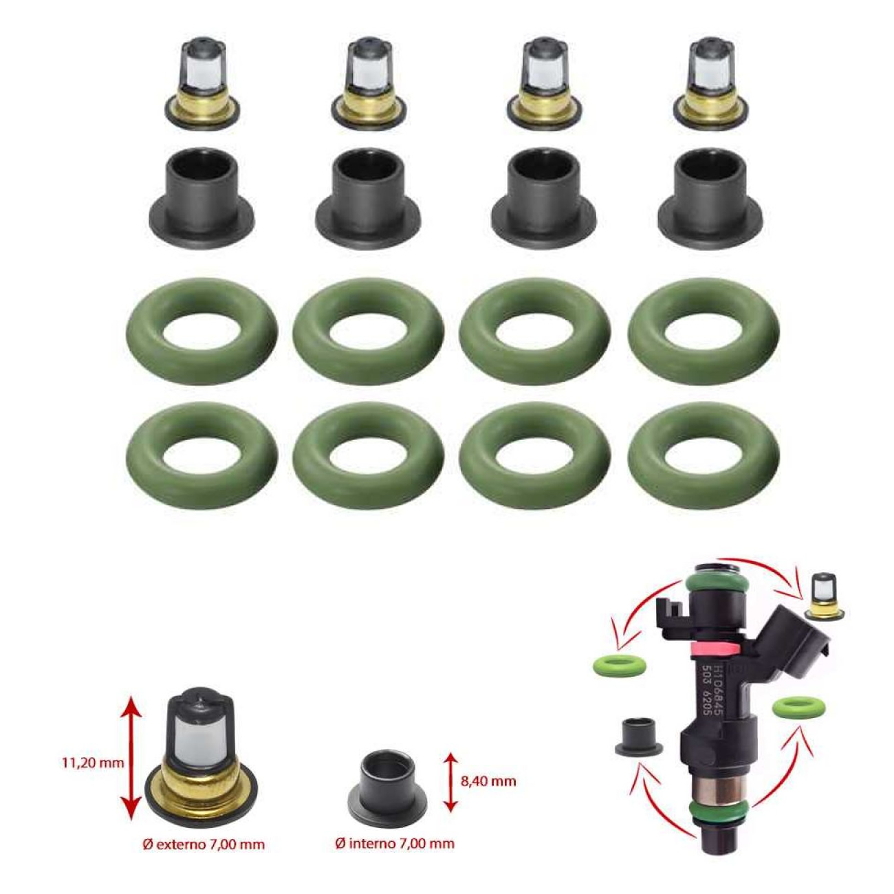 Kit Oring Filtros Inyectores Renault Fluence 1.6 Y 2.0