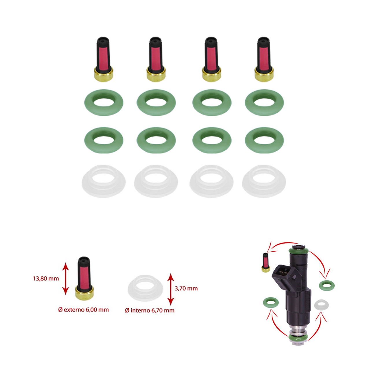 Kit Oring Filtros Inyector Neon Stratus Caravan Pt Cruiser