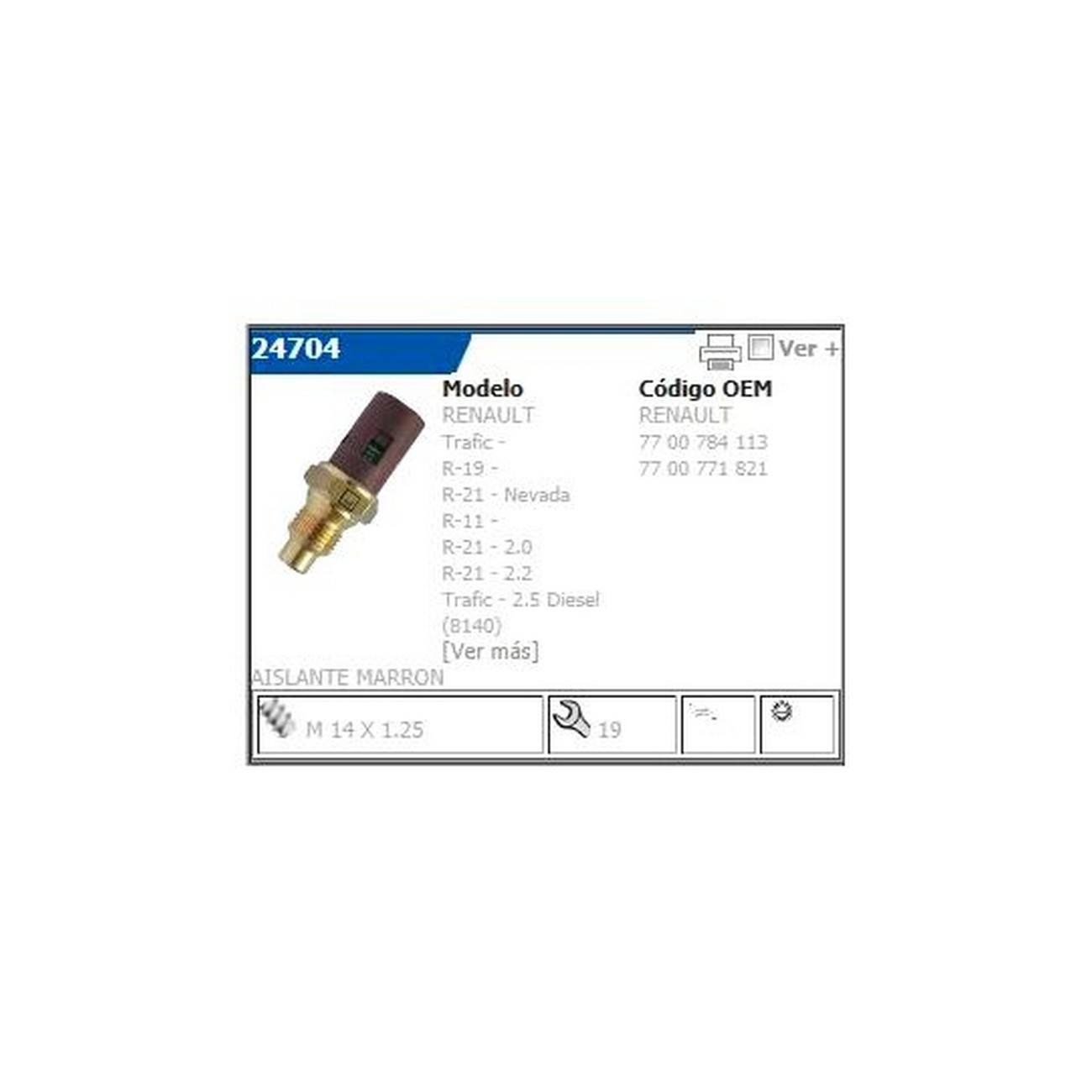 Bulbo Sensor Temperatura Agua Reloj Renault 21 2.2